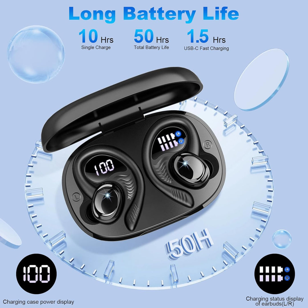 Bluetooth 5.4 Kopfhörer Sport, 2026 Kopfhörer Kabellos Bluetooth 6D Bass | App EQ Steuerung/4 ENC Mi