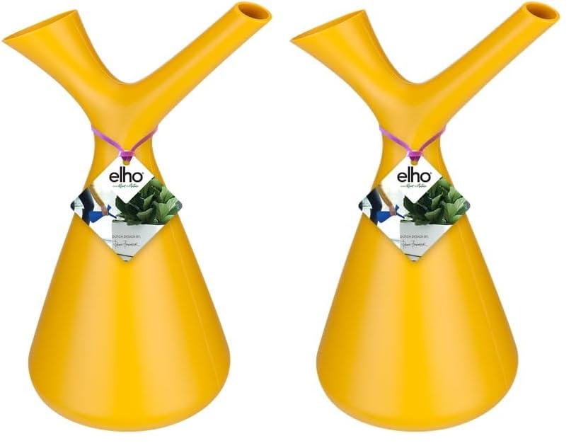 Elho Plunge Giesskanne 20 - Giesskanne für Innen & Zubehör - Ø 15.0 x H 29.5 cm - Gelb/Ocker (Packun