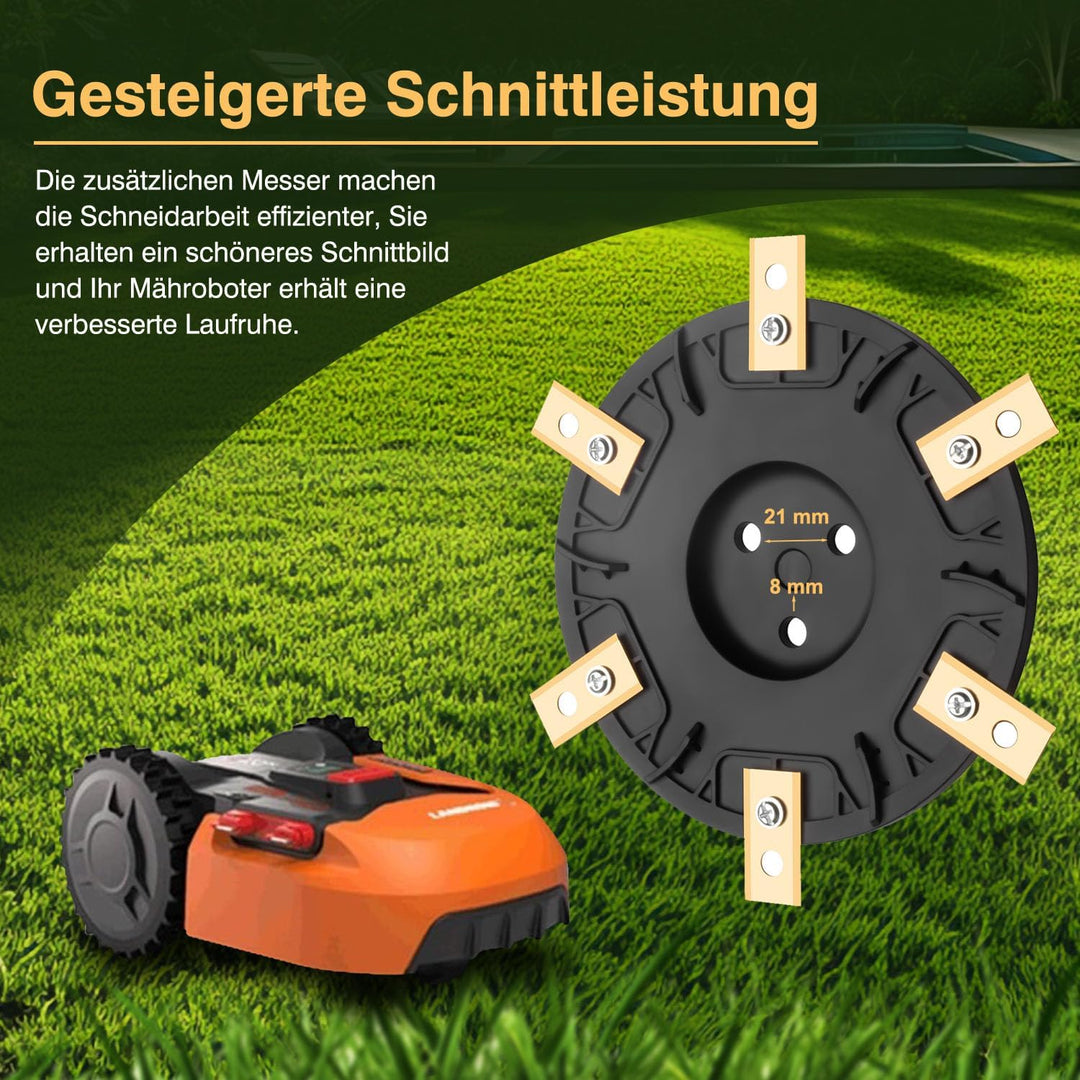 FourShow Mähroboter Messerteller + 6 Stück Ersatzklinge Messerscheibe Rasenroboter Drehscheibe Kompa