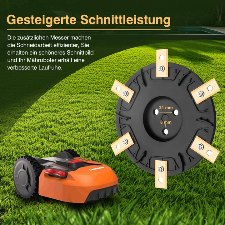 FourShow Mähroboter Messerteller + 6 Stück Ersatzklinge Messerscheibe Rasenroboter Drehscheibe Kompa