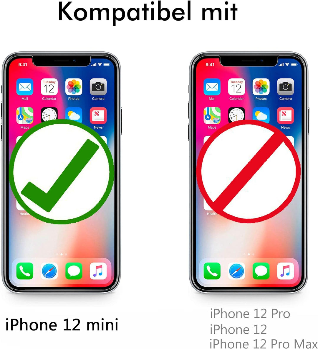 WIIUKA Hülle für iPhone 12 Mini, Lederhülle mit Vier Kartenfächern, extra Dünn, Premium Leder, Handy