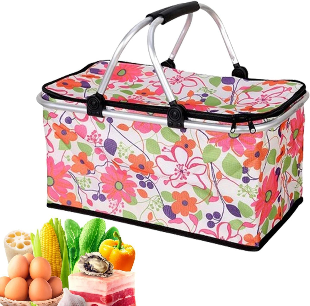 Isolierter Picknickkorb – 30 l tragbarer Bàsket-Kühler | wasserdichter grosser Picknickkorb | Faltba