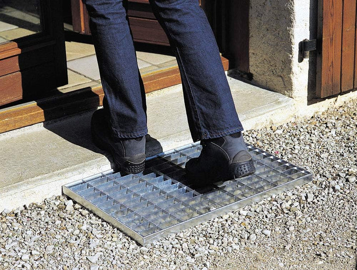 ID matt 4060 _ L Gitter Metall Teppich Fussmatte Stahl verzinkt grau 60 x 40 x 2 cm