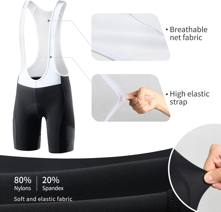 Santic Trägerhose Fahrrad Herren Kurz Sitzpolster Bib Shorts Hosen Rennrad Gepolstert Radlerhose Pol