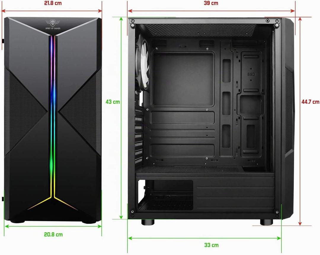 SPIRIT OF GAMER - Gamer Clone III PC-Gehäuse - ARGB - ATX/mATX/ITX Tower - Metallmaschen-Frontplatte
