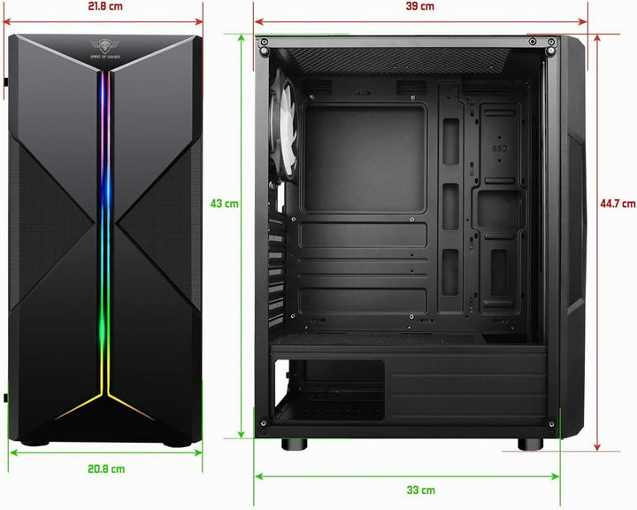 SPIRIT OF GAMER - Gamer Clone III PC-Gehäuse - ARGB - ATX/mATX/ITX Tower - Metallmaschen-Frontplatte