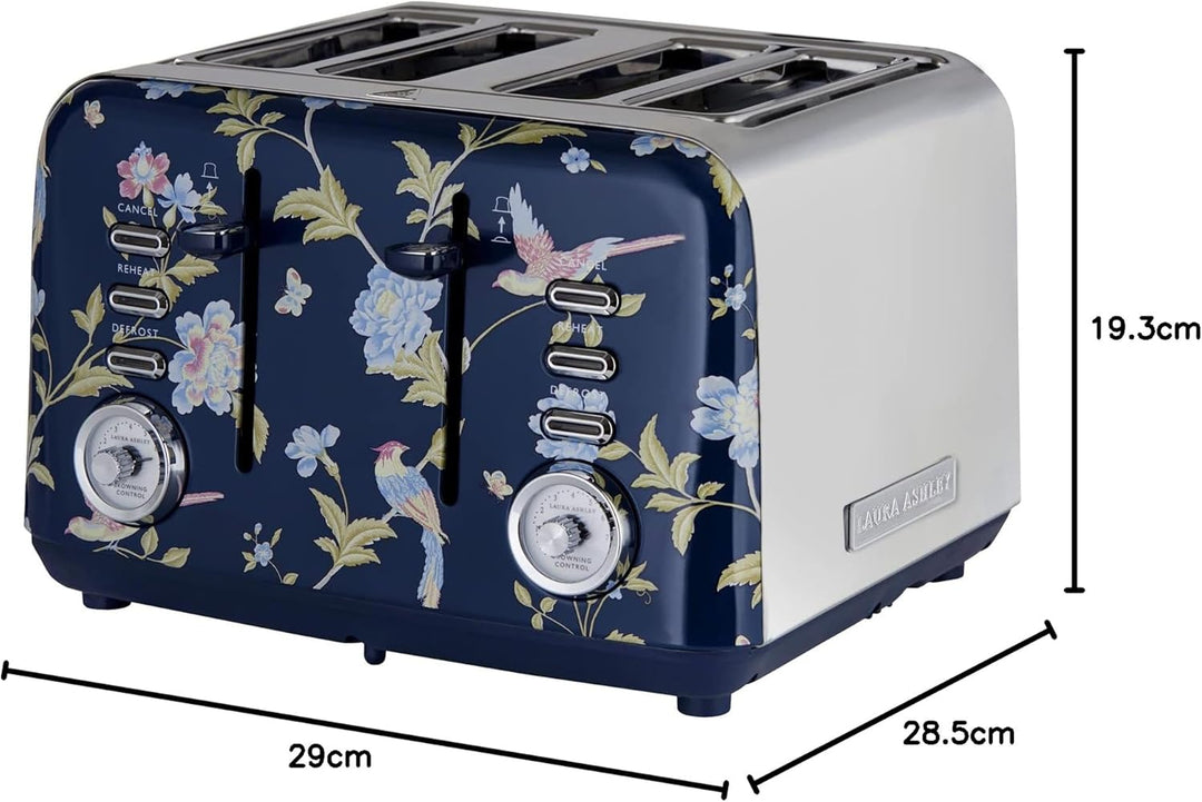 VQ Laura Ashley 4-Scheiben-Toaster Mit Einstellbaren Heiz-, Auftau- Und Aufwärmmodi - Edelstahl Vint