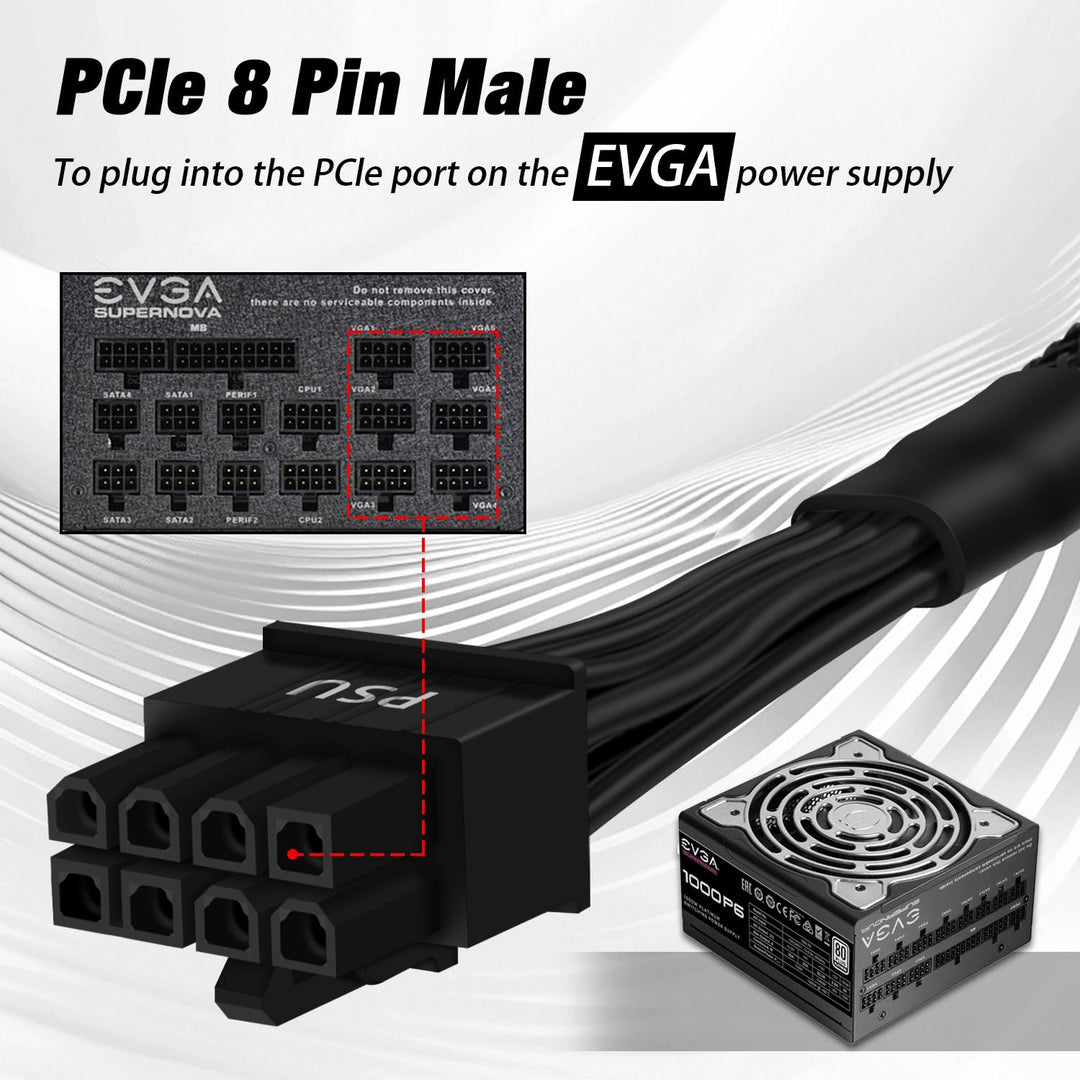 COMeap (2er-Pack) PCIe Kabel für EVGA Netzteil, PCIe 8 Pin Stecker auf 8 Pin (6+2) Stecker, PCI-Expr