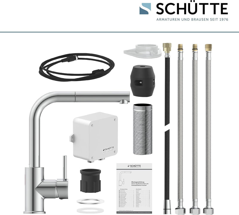 SCHÜTTE 99700 VITAL Sensor-Spültischarmatur Küche, Küchenarmatur mit ausziehbarer Brause, automatisc