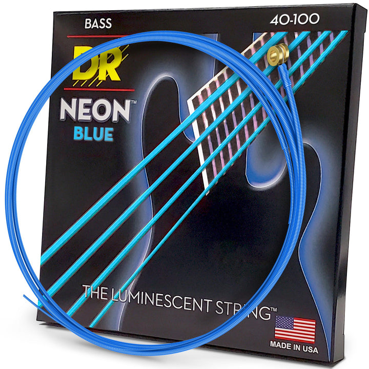 DR Strings NBB40 40-100 Lite Set Handmade Neon Hi-Def Blue Coated Bass Saiten
