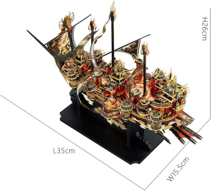 Piececool 3D Puzzle Metall, Wind und Wellen Trotzen Piratenschiff Modellbausatz Erwachsene, 3D-Puzzl