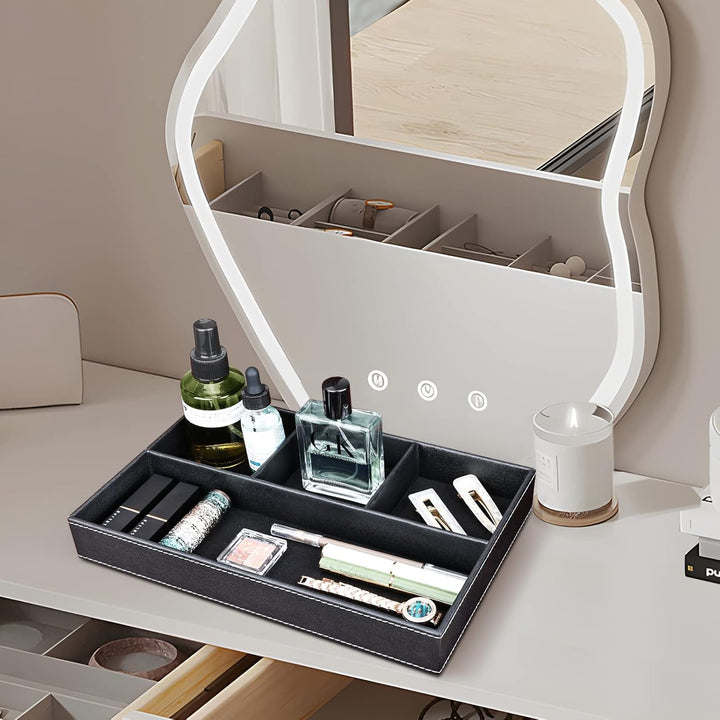 GORESE Valet Tablett, Leder Büro Schublade Schreibtisch Aufbewahrungsbox, Nachttisch Ablageschale, T