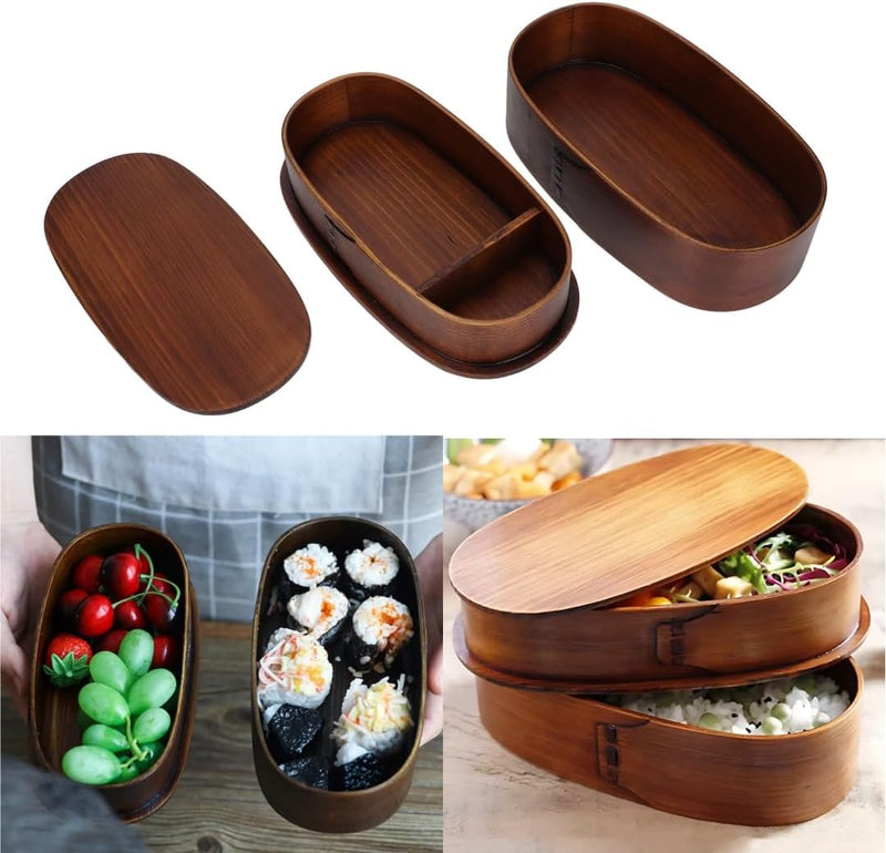 Bento-Lunchbox, 2-lagige Japanische Bento-Box aus Holz, Lebensmittelbehälter, Isolierung, Lunchbox,