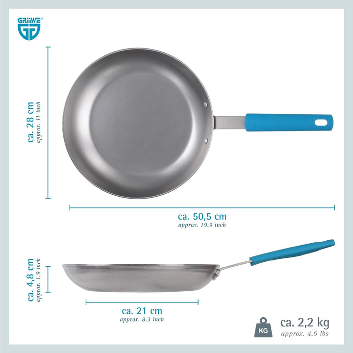 GRÄWE Pfanne aus Eisen - Wax Pro Eisenpfanne Ø 28 cm, 400° C hitzebeständig, schnitt- & kratzfeste B