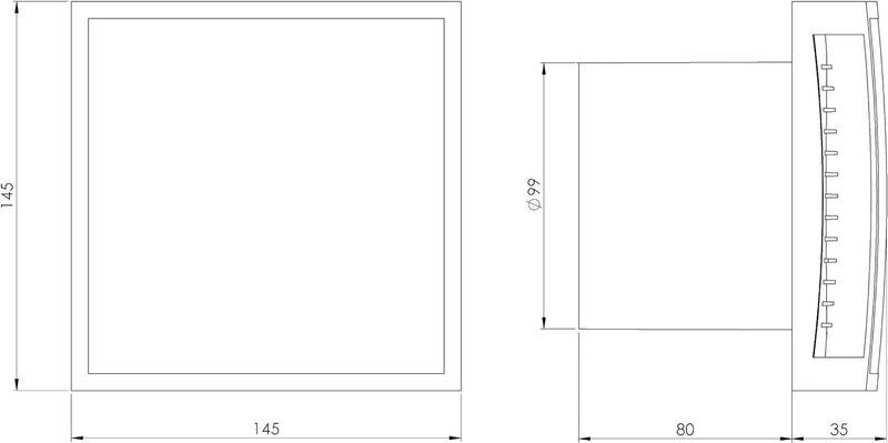 EUROPLAST Ø 100mm Weiss Bad-Lüfter mit Front, Leise Ventilator Lichtschalter-Aktivierung, Ø 100mm We