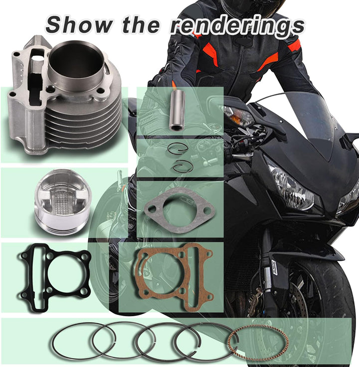 GOOFIT 57.4mm Zylinderbaugruppe Ersatz für GY6 4 Takt 125cc 150cc 157QMJ 152QMI TaoTao Motoren Quads