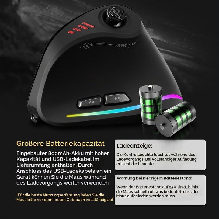 zelotes Kabellose Bluetooth Maus mit Joystick,24.000 DPI,11 Programmierbare Tasten, RGB,USB Optische