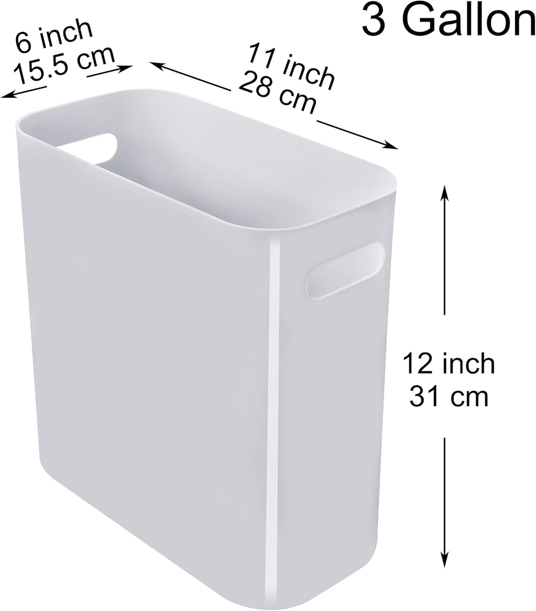 Youngever 2er Pack Schmaler Mülleimer, 10L Kunststoff Müllbehälter, Mülleimer mit Griffen für Heimbü