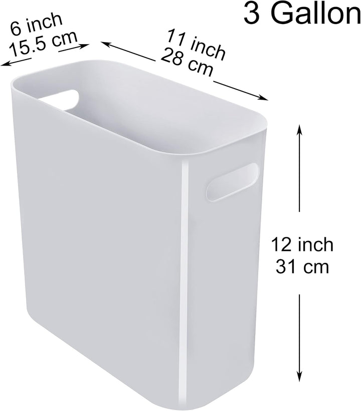 Youngever 2er Pack Schmaler Mülleimer, 10L Kunststoff Müllbehälter, Mülleimer mit Griffen für Heimbü