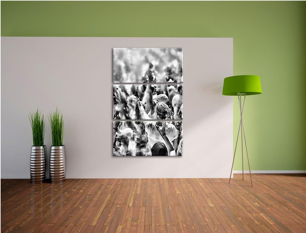 Pixxprint Monocrome, Farben Festival, Holi Indien 3-Teiler Leinwandbild 120x80 Bild auf Leinwand