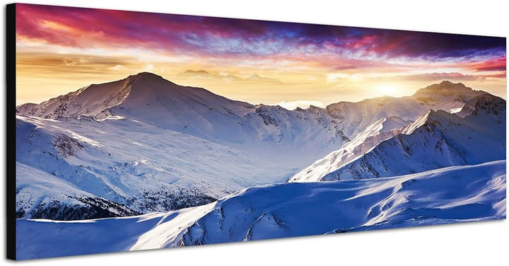 Paul Sinus Art Panoramabild auf Leinwand und Keilrahmen 150x50cm Österreich Gebirge Berggipfel Schne