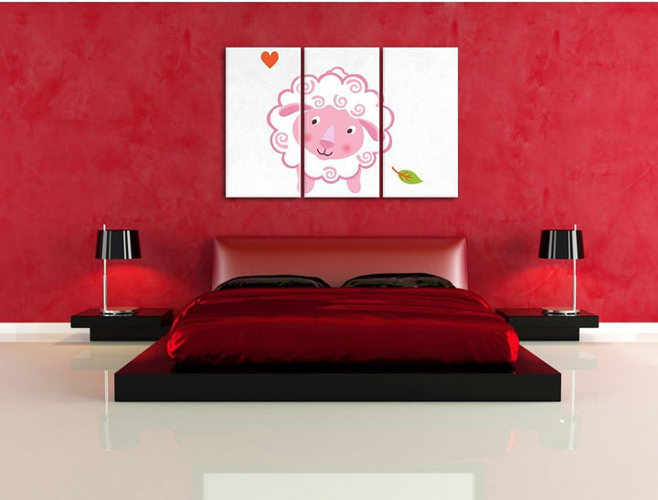 Pixxprint Niedliches Schaf als Leinwandbild/Grösse: 3 Teilig (120x80) cm/Wandbild/Kunstdruck/fertig
