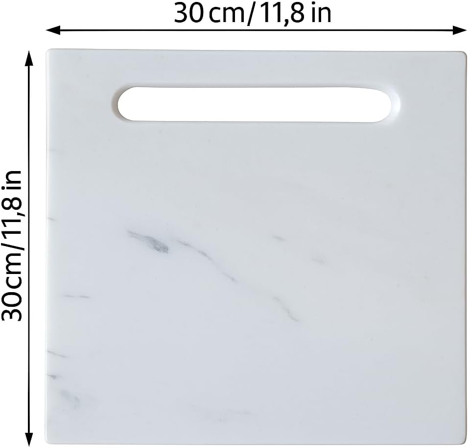 Quadratisches Schneidebrett aus weissem Marmor 30x30 cm – Elegante Arbeitsplatte für Küche, Sushi, K