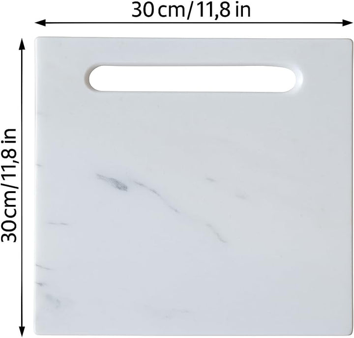 Quadratisches Schneidebrett aus weissem Marmor 30x30 cm – Elegante Arbeitsplatte für Küche, Sushi, K