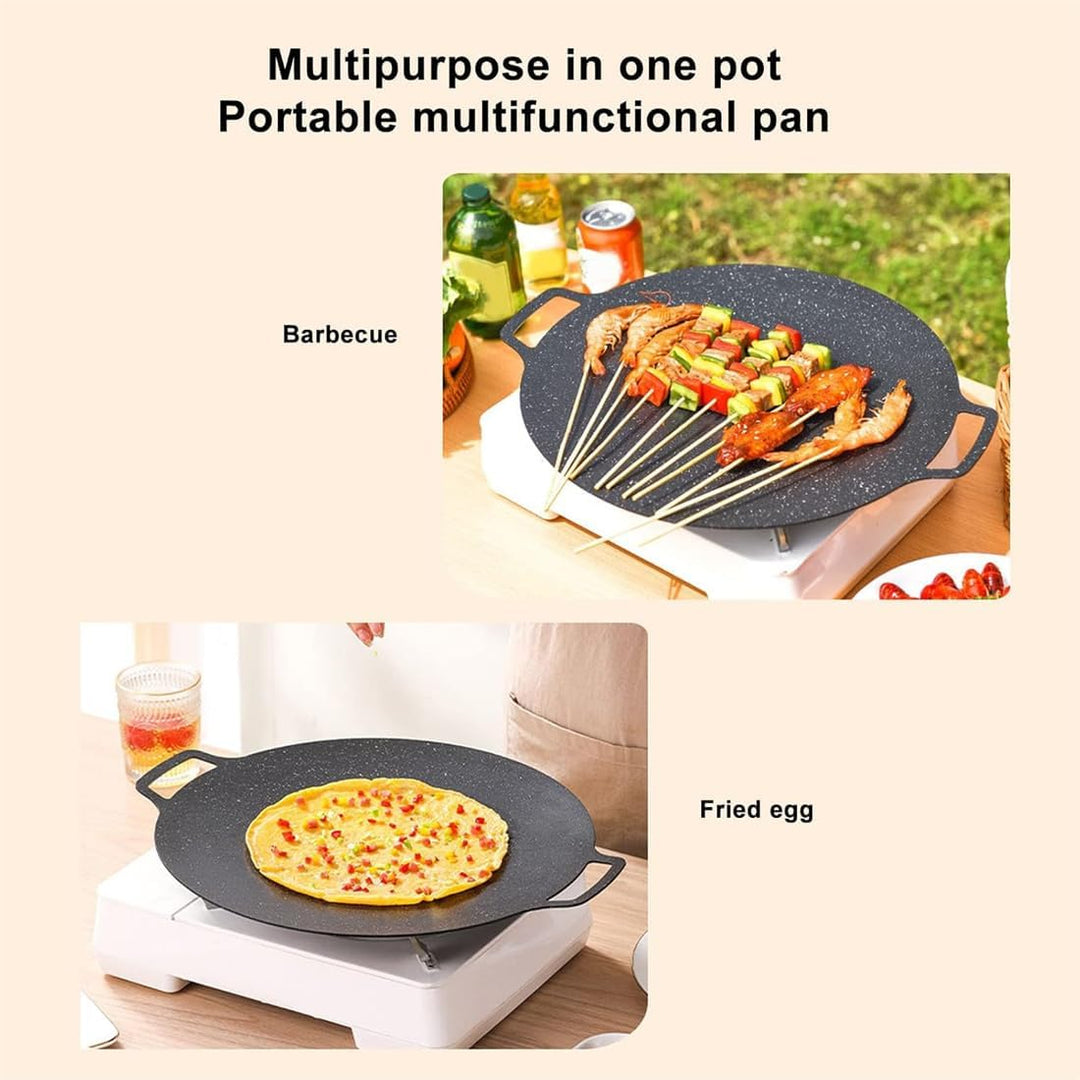 Koreanische Grillpfanne, 34 cm Eisen mit Antihaftbeschichtung, Backen, multifunktionale Herdplatte f