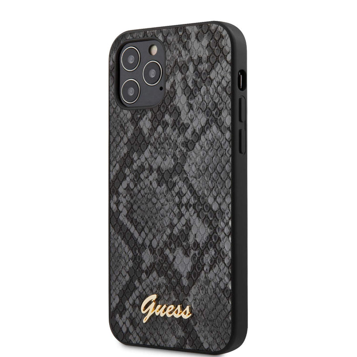 Guess GUHCP12LPUSNSMLBK Script Python Collection Hülle für iPhone 12 Pro Max 6,7" Schwarz hardcase,