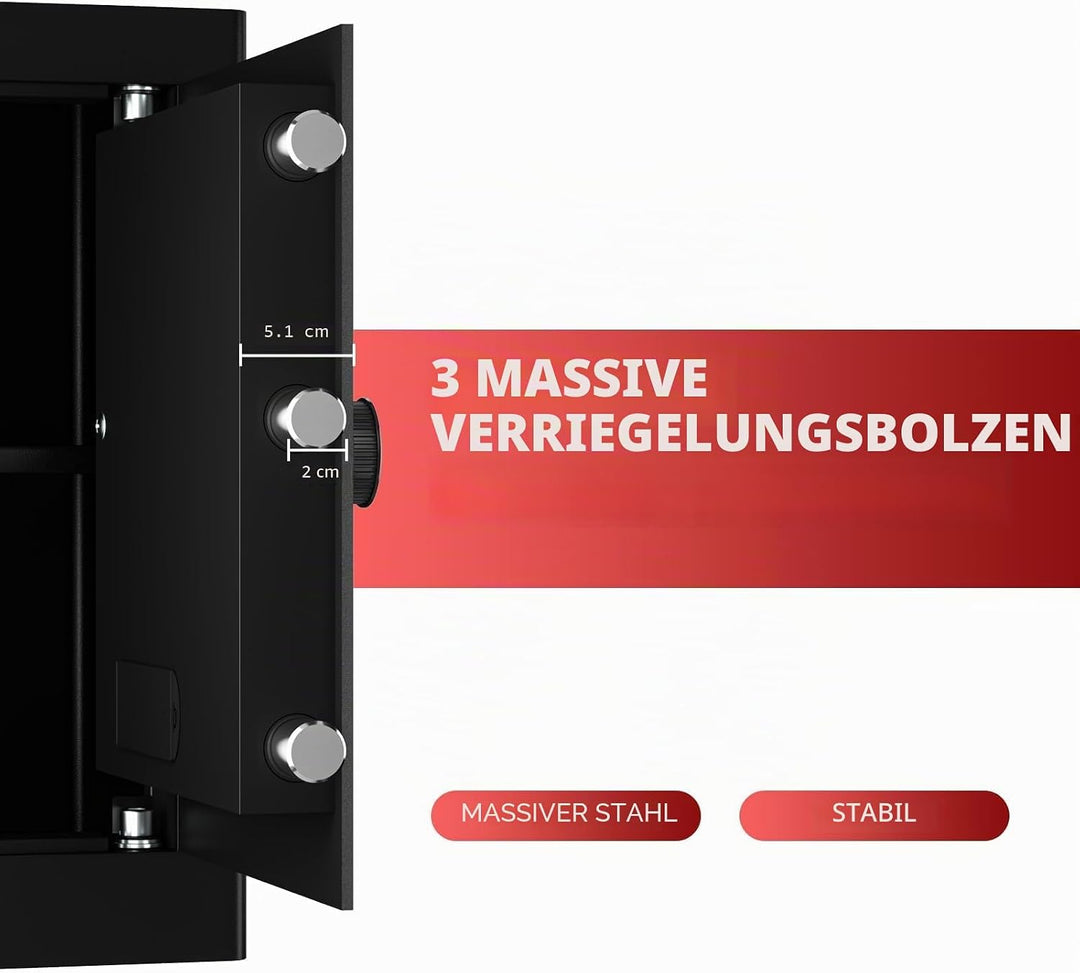 45L Tresor, Grosser Möbeltresor Safe mit Zahlenschloss &amp; Schlüssel, Geldtresor Wandtresor für Gold D