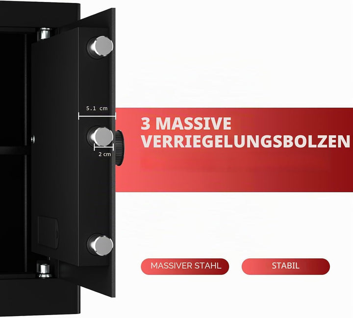 45L Tresor, Grosser Möbeltresor Safe mit Zahlenschloss &amp; Schlüssel, Geldtresor Wandtresor für Gold D