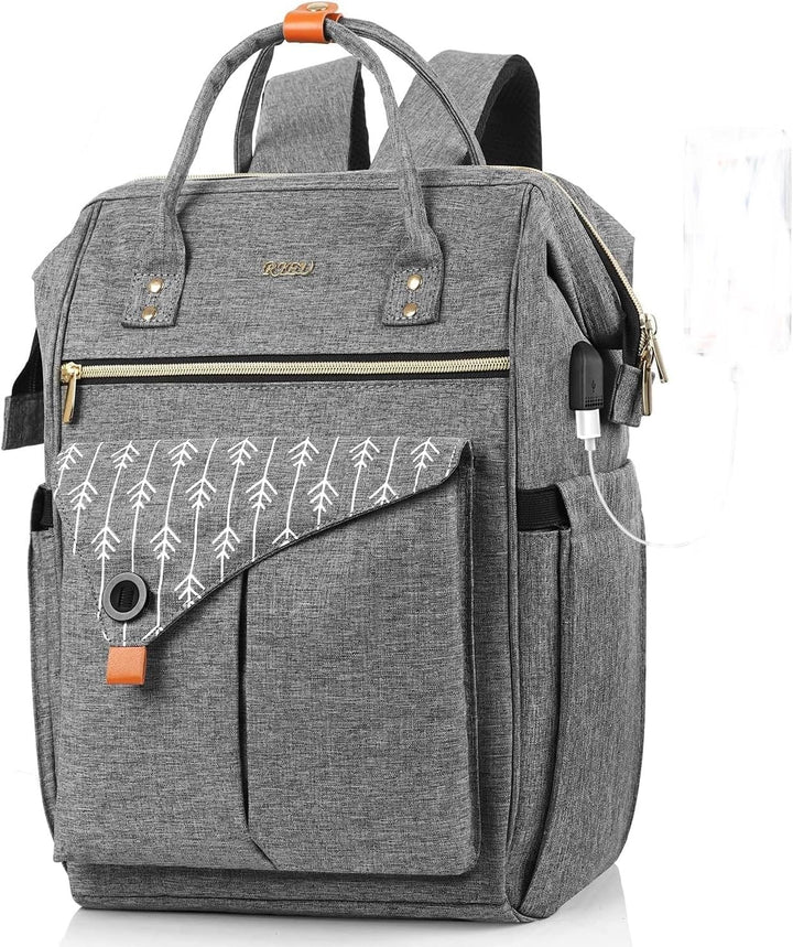 Rucksack Damen, Schulrucksack mit USB-Ladeanschluss, 15,6 Zoll Laptop Arbeits Rucksack, lässiger Tag