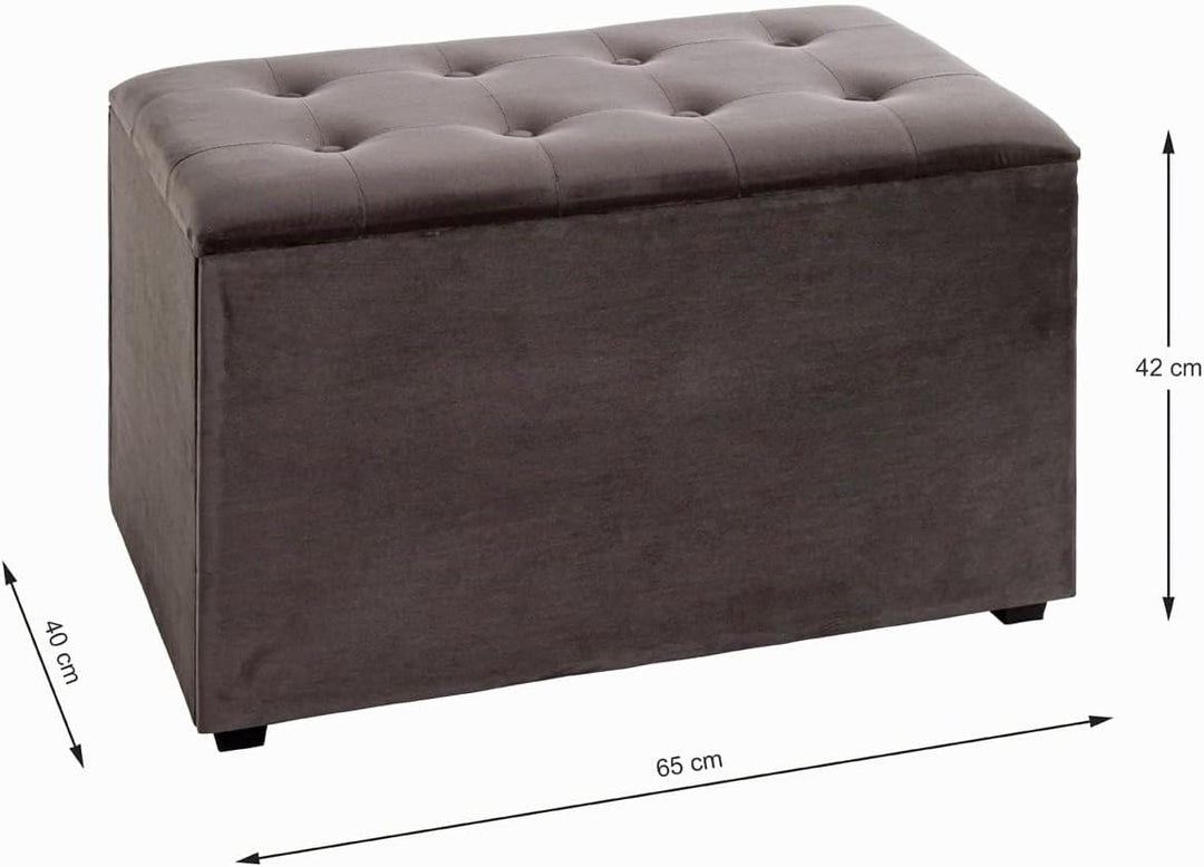 HAKU Möbel Sitztruhe, MDF, anthrazit, B 65 x T 40 x H 42 cm anthrazit_Samt 65 x 40 x H 42 cm Anthraz