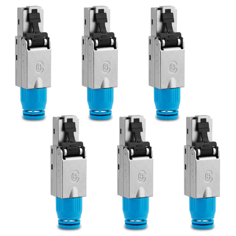 6 Stück Netzwerkstecker CAT 8 werkzeuglos CAT 8.1 RJ45 LAN UTP Kabel Stecker ohne Werkzeug werkzeugf