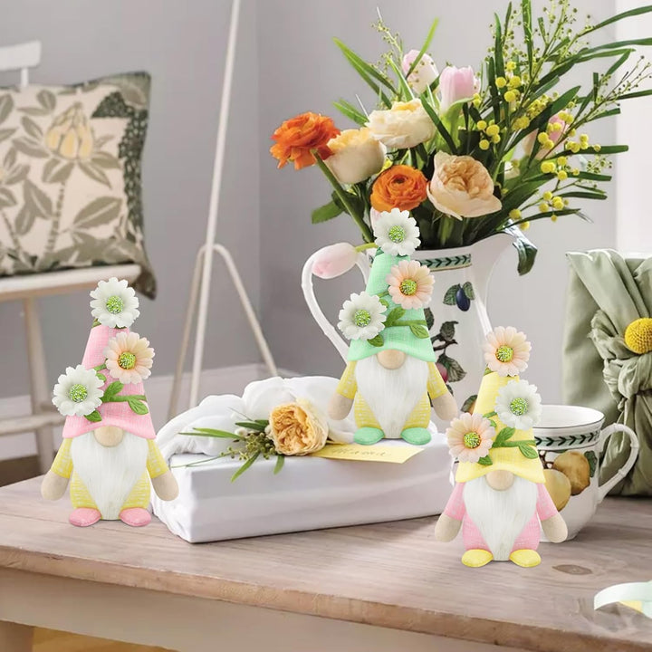 Gehydy Deko Frühling Wichtel Figuren 3er Set Frühlingsdeko Osterwichtel Deko Ostern Zubehör für Home