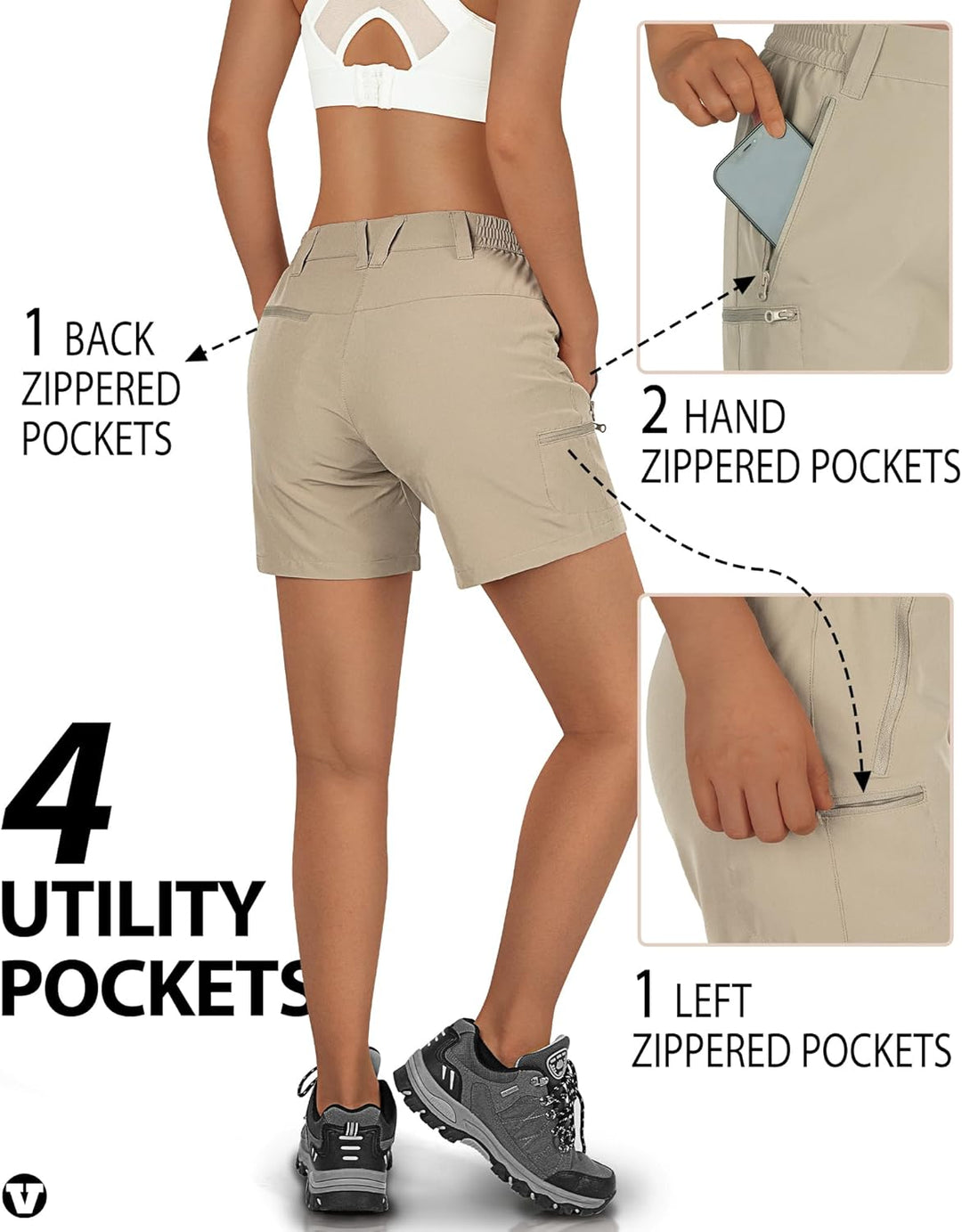 Outdoor Ventures Kurze Hose Damen UPF50+ UV Schutz Wander Shorts Sommer Leicht Trekking Shorts Stret