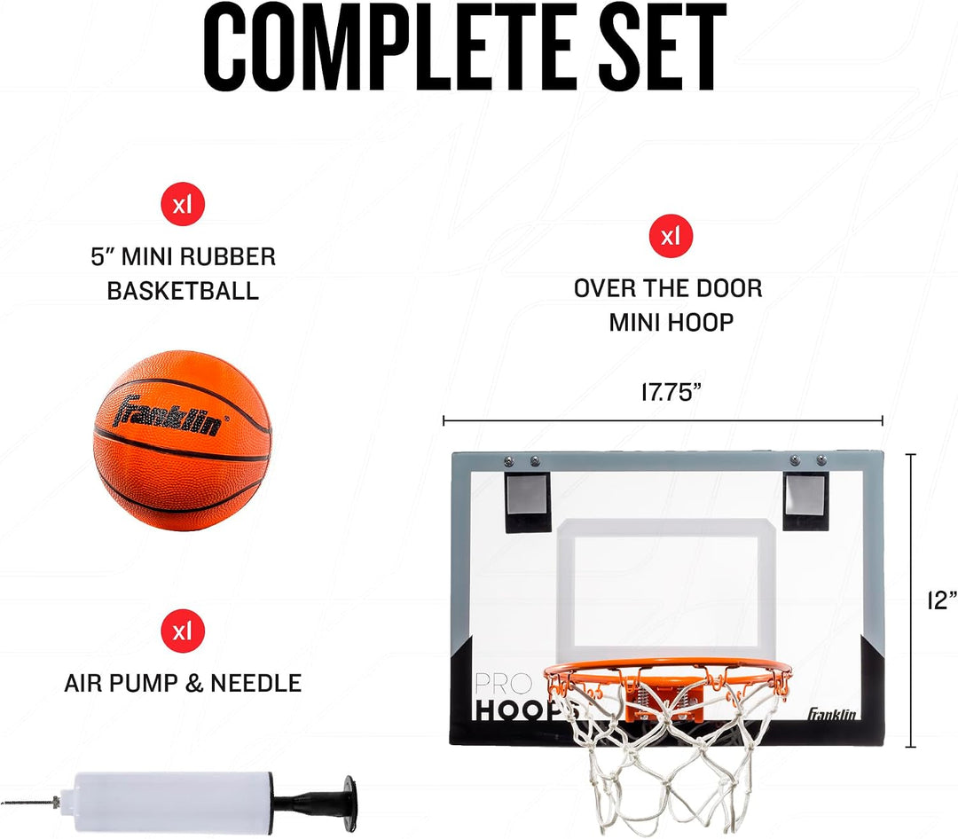 Franklin Sports Mini-Basketballkörbe – Kinder Indoor über der Tür Mini Hoop + Basketball Sets – Perf