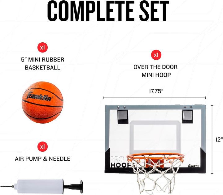 Franklin Sports Mini-Basketballkörbe – Kinder Indoor über der Tür Mini Hoop + Basketball Sets – Perf