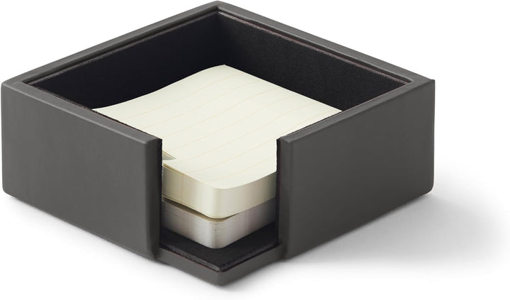 Eglooh - Minerva - Notizzettel Box Leder Anthrazit Grau - Zettelbox, Notizklotz, Zettelkasten für Sc