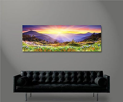 islandburner Bild Bilder auf Leinwand Regenbogen Berge Berglandschaft Intensive Farben Bergwiese Pan