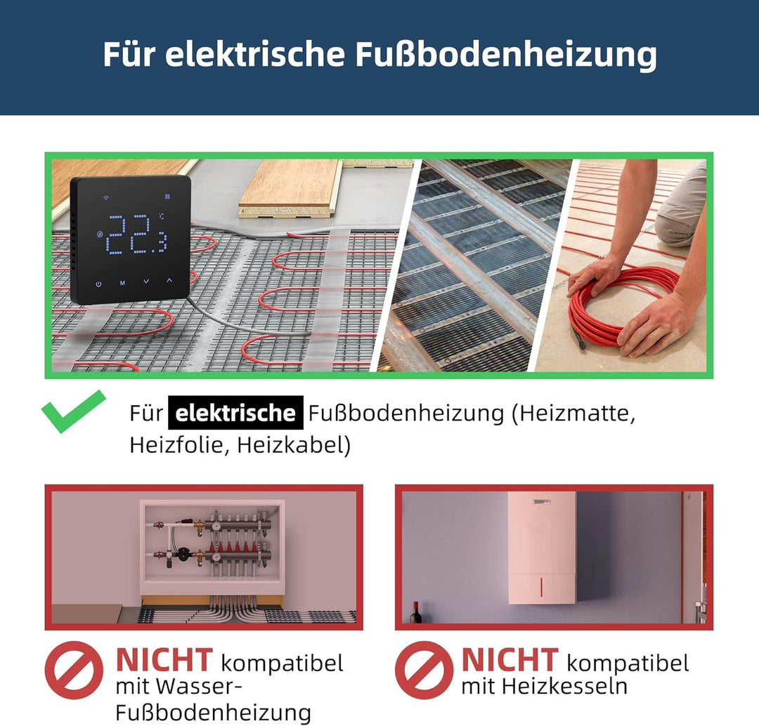 Beok Fussbodenheizung Thermostat Digital Für Elektrische Fussbodenheizung Smart WiFi Raumthermostat