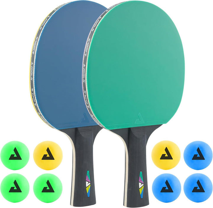 JOOLA Tischtennisschlaeger Set Bestehend aus 2 Tischtennisschläger + 8 Tischtennisbälle - Ideal für