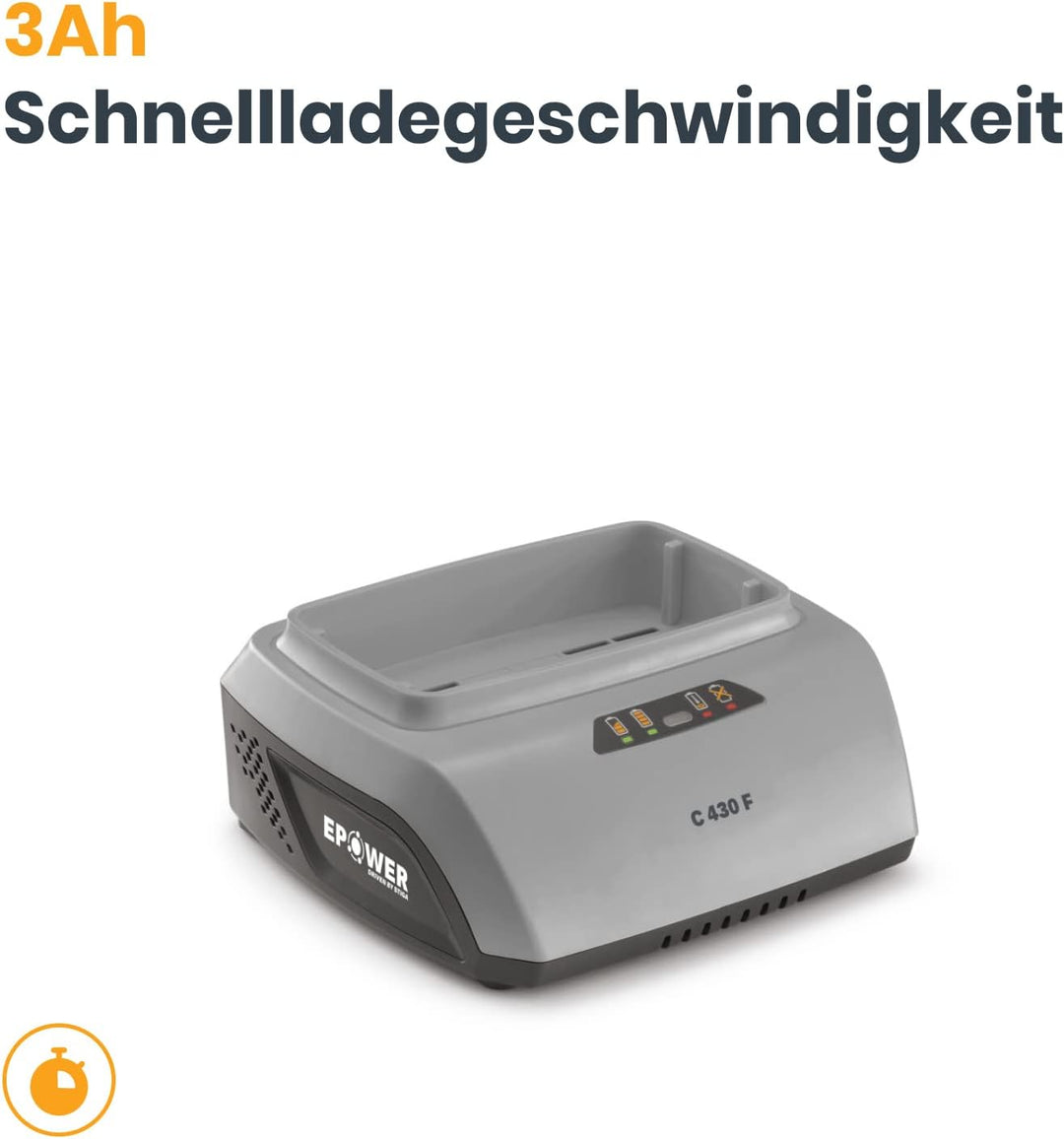 Alpina Schnellladegerät C 430 F für Alpina Li-Ionen-Akkus 48 V, Ladestrom 3 Ah, Ladeschacht für eine