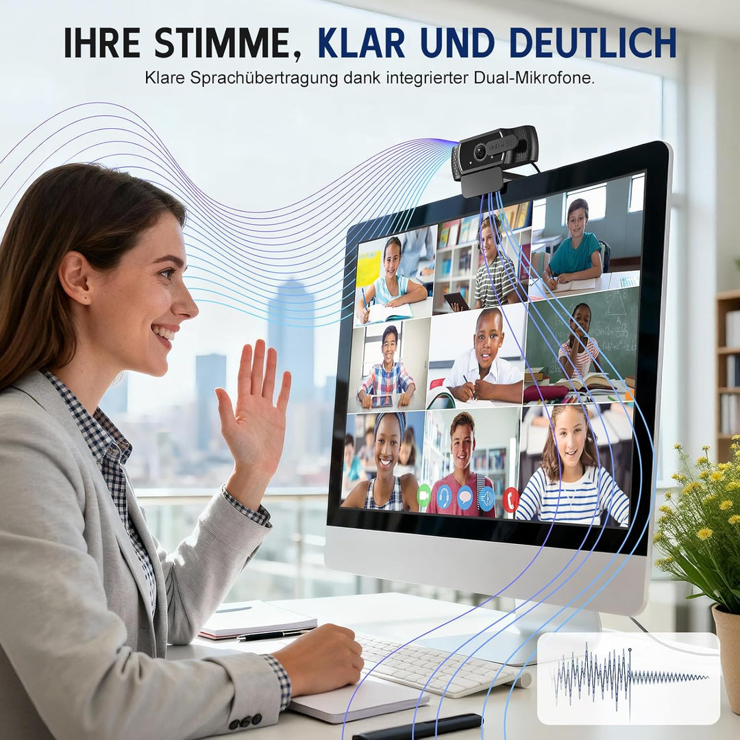 4K Webcam für PC mit Sony-Sensor, PDAF-Autofokus, Dual-Mikrofon mit Geräuschunterdrückung, Privacy-A