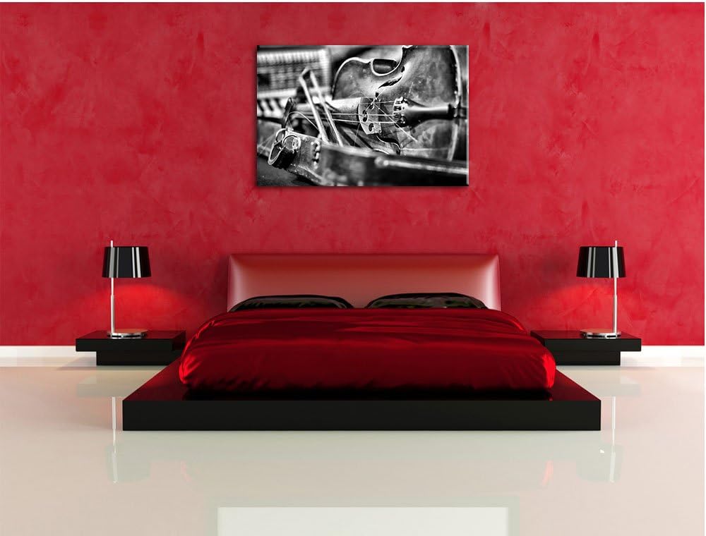 Monocrome, Alte Violine, Format: 100x70 auf Leinwand, XXL riesige Bilder fertig gerahmt mit Keilrahm