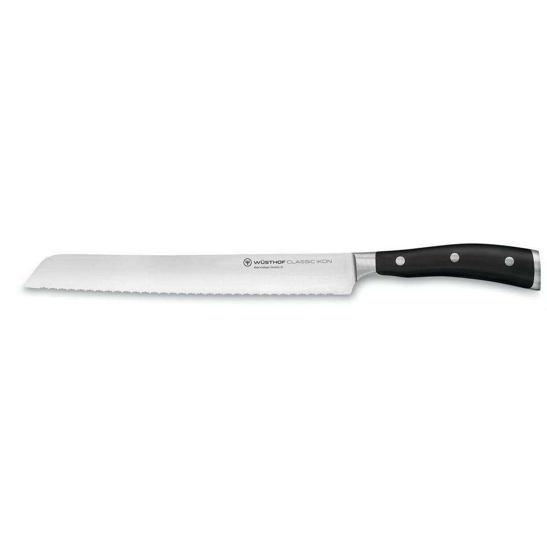 WÜSTHOF Classic Ikon Brotmesser 23 cm Schwarz 23 cm Brotmesser mit Doppelwelle, Schwarz 23 cm Brotme