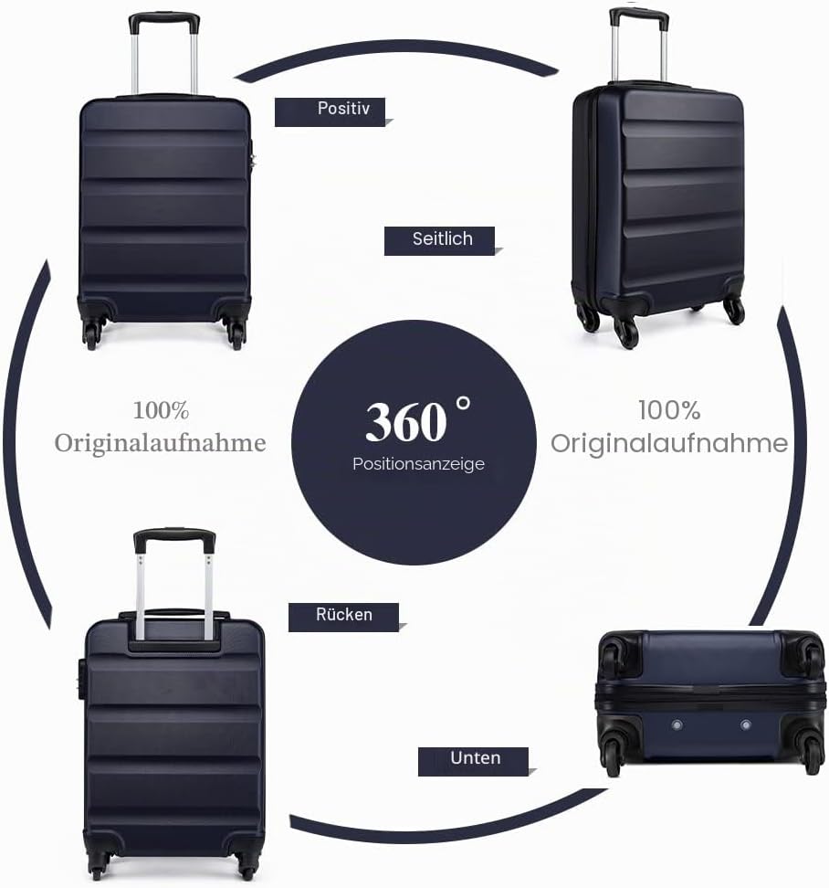 KONO Handgepäck Koffer Klein Reisekoffer mit Rollen und TSA Schloss, Koffer Trolley Handgepäck Flugz