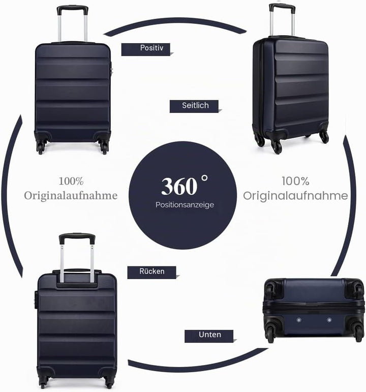 KONO Handgepäck Koffer Klein Reisekoffer mit Rollen und TSA Schloss, Koffer Trolley Handgepäck Flugz