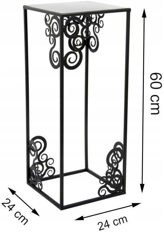 Blumenständer Metall 60 x 24 cm - Solider Blumenhocker mit Ornamenten - Schwarz Pflanzenständer für